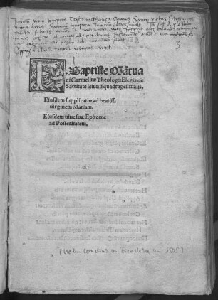 F. Baptiste Ma[n]tuani Carmelitæ Theologi: Elegia de Sa[n]ctitate Ieiunii quadragesimalis