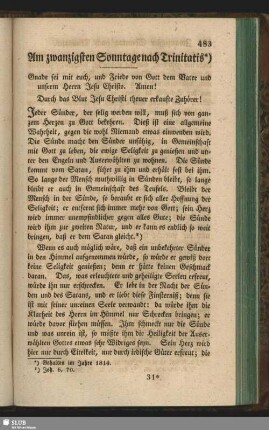 Am zwanzigsten Sonntage nach Trinitatis