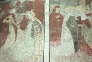 Hortus conclusus mit Himmlischem Jerusalem, Gottvater und Propheten, darunter Szenen aus dem Marienleben