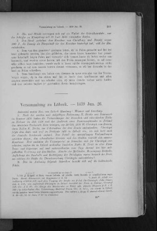 Versammlung zu Lübeck. - 1439 Jun. 26.