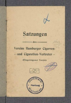 Satzungen des Vereins Hamburger Cigarren- und Cigaretten-Vertreter : eingetragener Verein