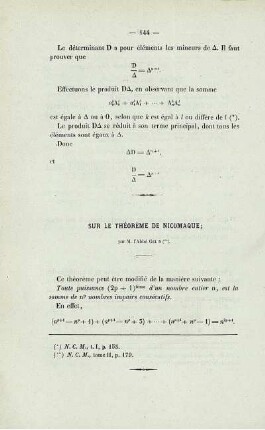 Sur le théorème de nicomaque.