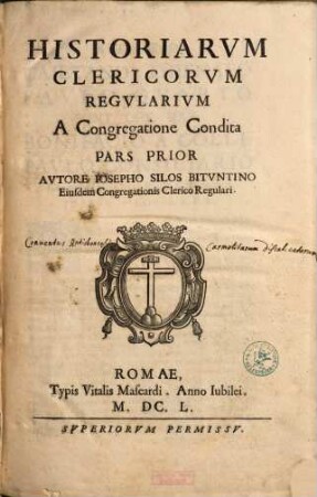 Historia clericorum regularium a congregatione condita. 1