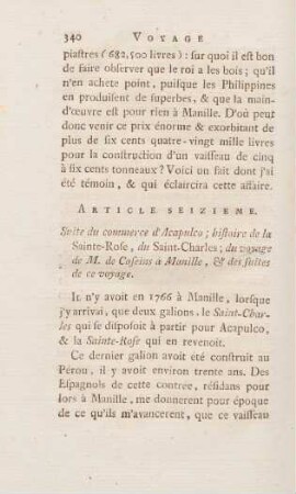 Article seizieme. Suite du commerce d'Acapulco ...