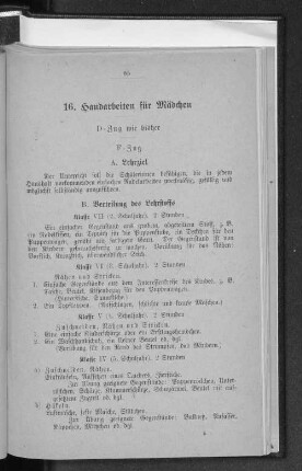 16. Handarbeiten für Mädchen