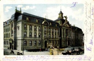 Postkartenalbum August Schweinfurth mit Karlsruher Motiven. "Karlsruhe - Post"