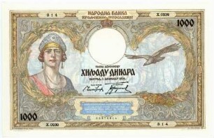 Geldschein, 1.000 Dinar, 1.12.1931