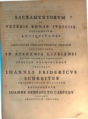 Sacramentorum in veteris Romae iudiciis sollemnium antiquitates, [1]