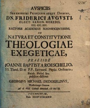 De natura et constitutione theologiae exegeticae
