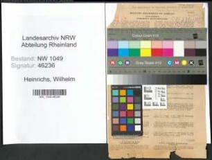 Entnazifizierung Wilhelm Heinrichs , geb. 13.07.1907 (Verwaltungsangestellter)