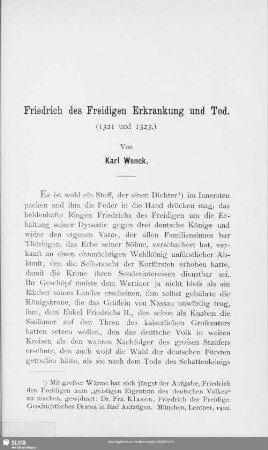 Friedrich des Freidigen Erkrankung und Tod : (1321-1323)