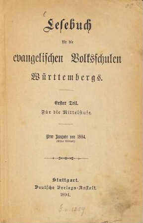 Lesebuch für die evangelischen Volksschulen Württembergs. 1