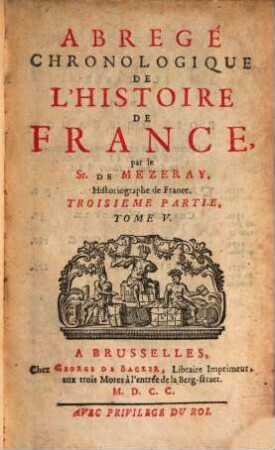 Abrégé chronologique de l'histoire de France. 5