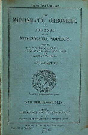 The numismatic chronicle. 13. 1873