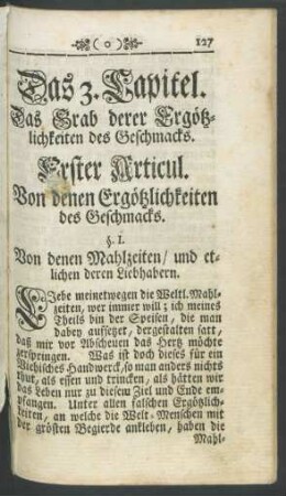 Das 3. Capitel. Das Grab derer Ergötzlichkeiten des Geschmacks