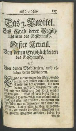 Das 3. Capitel. Das Grab derer Ergötzlichkeiten des Geschmacks