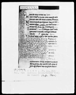 Testamentum Vetus — Initiale L (ocutusque est), Folio 74 verso