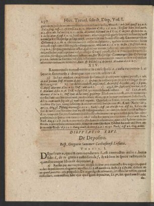 Disputatio XXVI. De Deposito