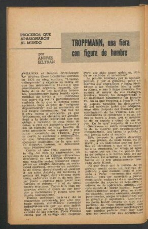 Troppmann, una fiera con figura de hombre : Procesos que apasionaron al mundo