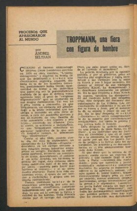 Troppmann, una fiera con figura de hombre : Procesos que apasionaron al mundo
