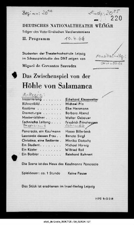 Das Zwischenspiel von der Höhle von Salamanca
