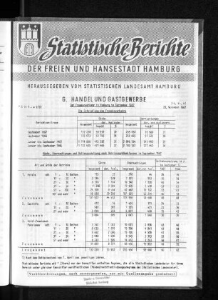 Der Fremdenverkehr in Hamburg im September 1967 : Lfd. Nr. 81