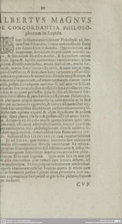 ALBERTVS MAGNVS DE CONCORDANTIA PHILOSOphorum in Lapide.