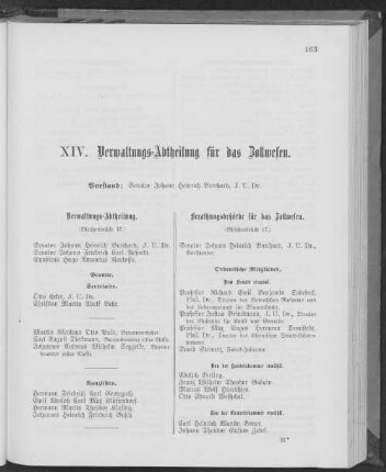 XIV. Verwaltungs-Abtheilung für das Zollwesen.