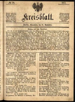 Ausgabe vom Samstag, den 30. September 1871.