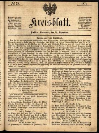 Ausgabe vom Samstag, den 30. September 1871.