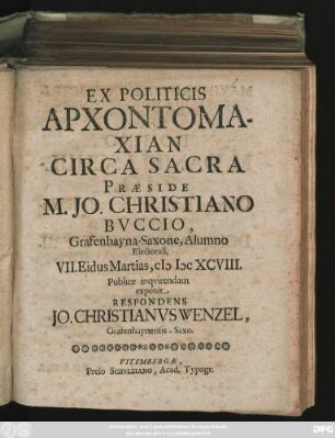 Ex Politicis Archontomachian Circa Sacra