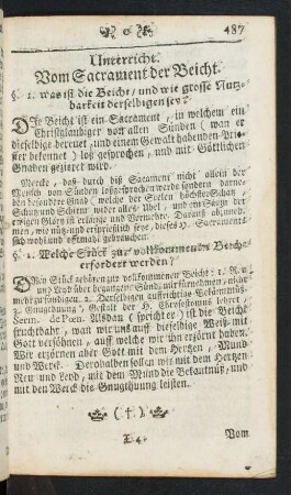 Unterricht. Vom Sacrament der Beicht