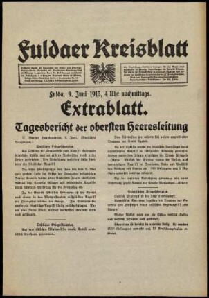 Ausgabe vom Mittwoch, den 09. Juni 1915.