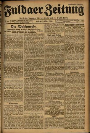 Ausgabe vom Freitag, den 07. März 1924.