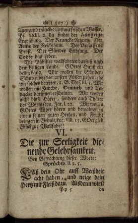 VI. Die zur Seeligkeit dienende Gelehrsamkeit.