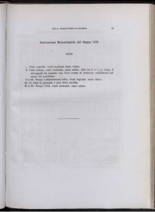 Osservazioni Meteorologiche del Giugno 1879.