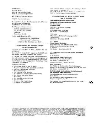 Literaturhinweis des Berliner Verlages : vom 15. November 1971