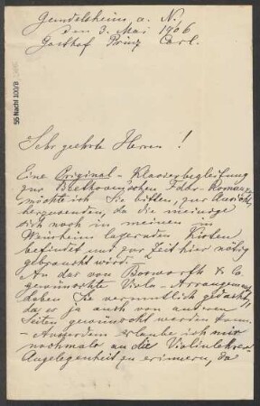 Brief an B. Schott's Söhne : 03.05.1906