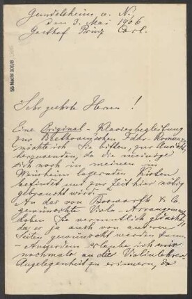 Brief an B. Schott's Söhne : 03.05.1906