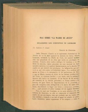 Más sobre "La Madre de Jesús" : Aclarando los conceptos de Leumann