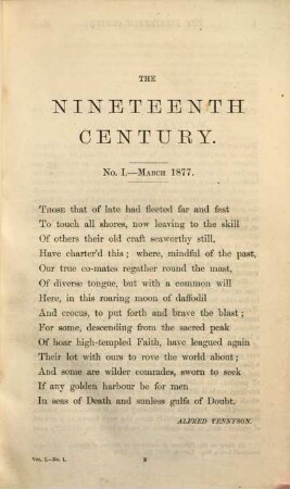The nineteenth century and after : a monthly review. 1. 1877