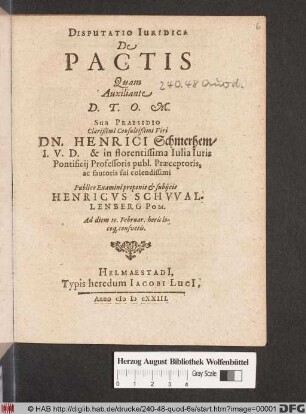 Disputatio Iuridica De Pactis