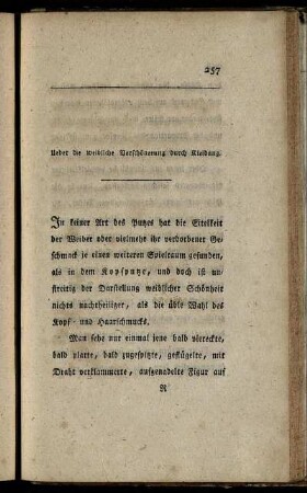 Ueber die weibliche Verschönerung durch Kleidung.