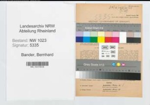 Entnazifizierung Bernhard Bander , geb. 28.07.1902 (Lehrer)
