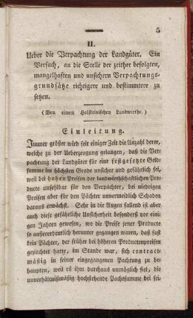 II. Ueber die Verpachtung der Landgüter.