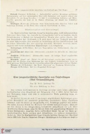 13: Eine jungpaläolithische Speerspitze von Leipferdingen (Amt Donaueschingen)
