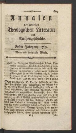 Neun und dreißigste Woche