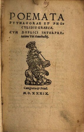 Poemata Pythagorae et Phocylidis graeca