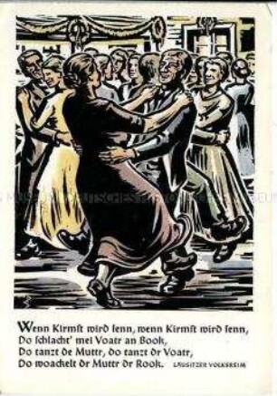 Tanzende Bauern, mit Vers