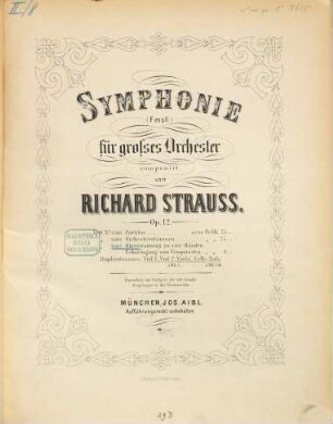 Symphonie : (f-Moll) für grosses Orchester comp. ; op. 12